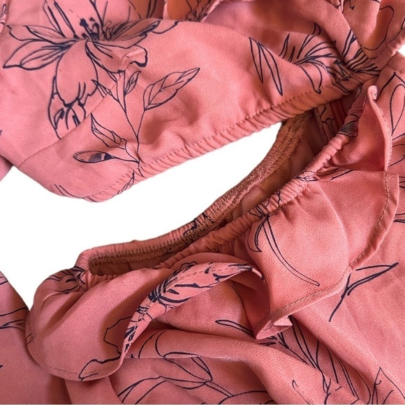 Open Edit Nordstrom Cut Out Mini Dress NWT M Long Sleeve Pink Sketch Floral - Picture 6 of 11